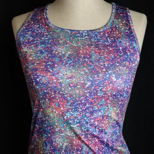 Skechers Active Splatter Paint Purple Pink Neon Green Racerback Tank Girls 14/16